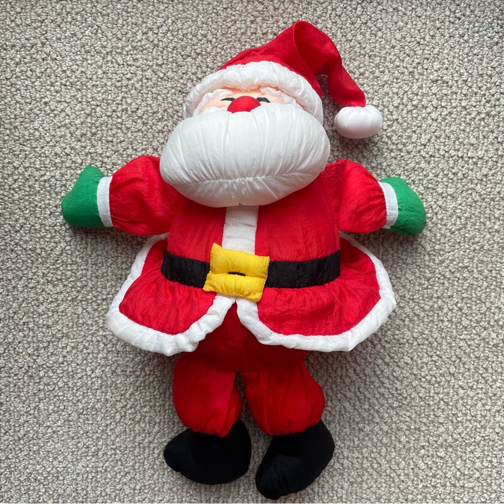Vintage Hallmark Santa Claus Puffalump Style Nylon Plush Stuffed Christmas 13"